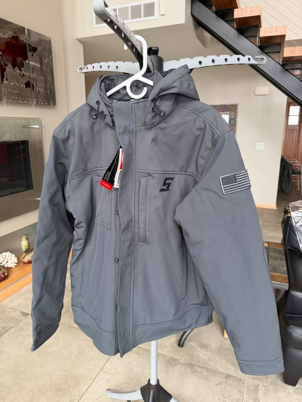 NEW Snap-on Dark Gray Work Jacket Embroidered Logo Detachable Hood men’s sz L